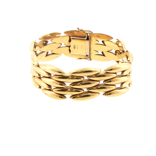 Cartier 18ct Yellow Gold Wide Multi-Row Link Bracelet Vintage