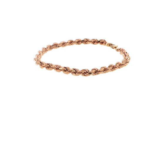 9ct Rose Gold Diamond Cut Rope Chain Bracelet