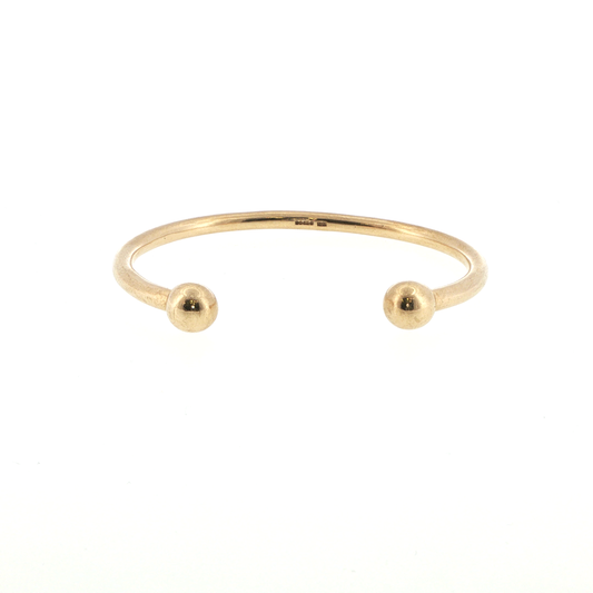 9ct Yellow Gold Open Torque Bangle with Ball Ends