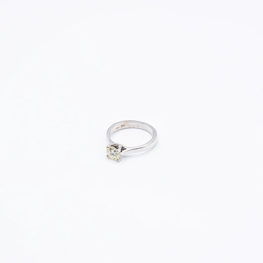 18k White Gold Round Diamond 4 Claw, Solitaire Ring | Size L
