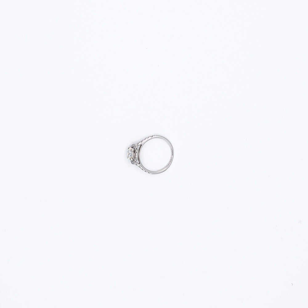 950 Platinum Round Diamond Halo Ring | Size L
