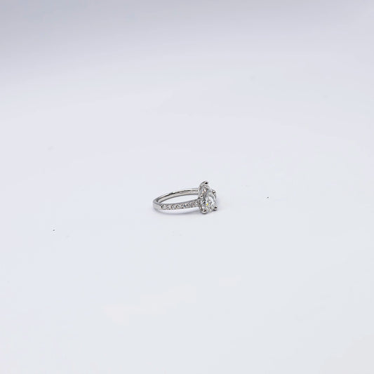 950 Platinum Pear Diamond 5 Claw, Solitaire Ring | Size L