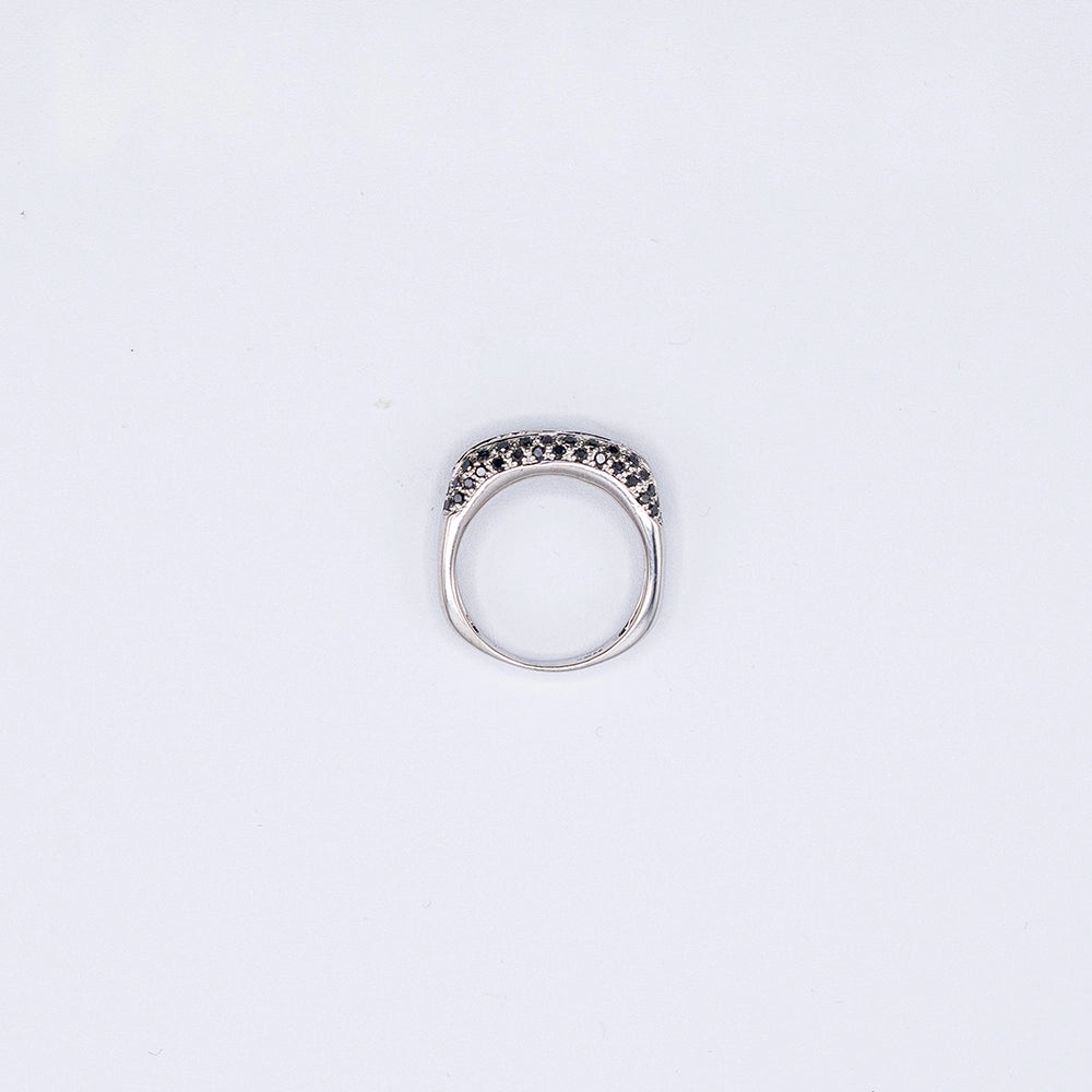 18k White Gold Baguette & Round Diamond Pave Ring | Size Q1/2