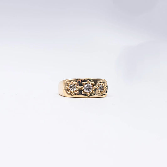 9k Yellow Gold Round Diamond Gypsy Set Ring | Size U