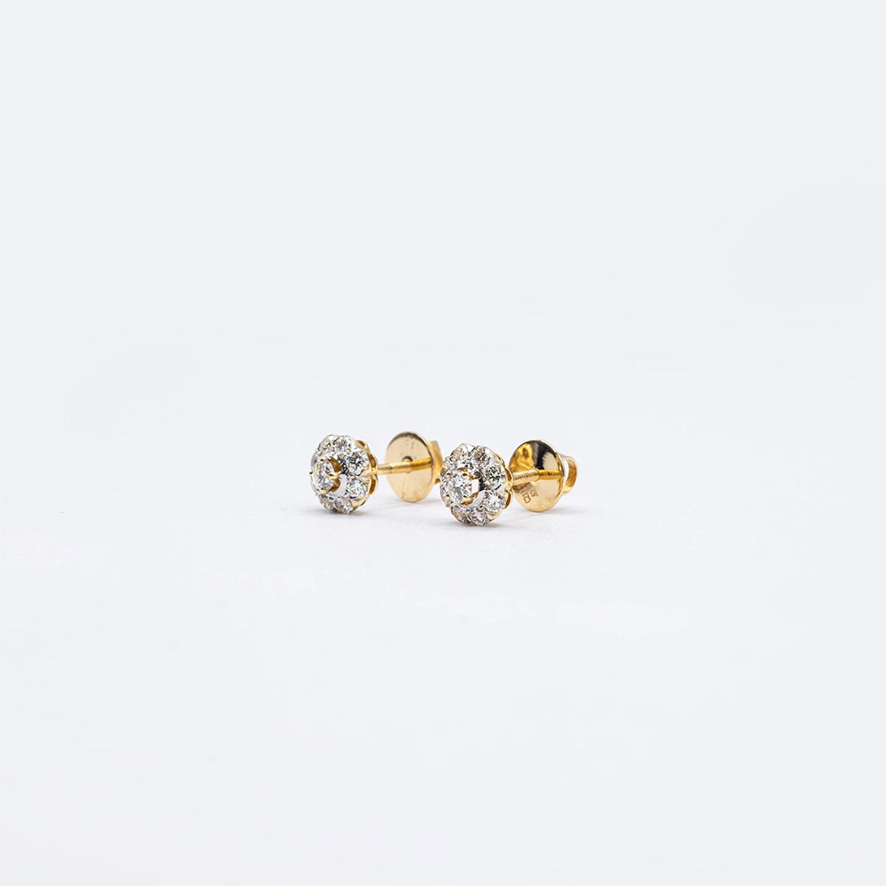 18k Yellow Gold Diamond Stud Earrings