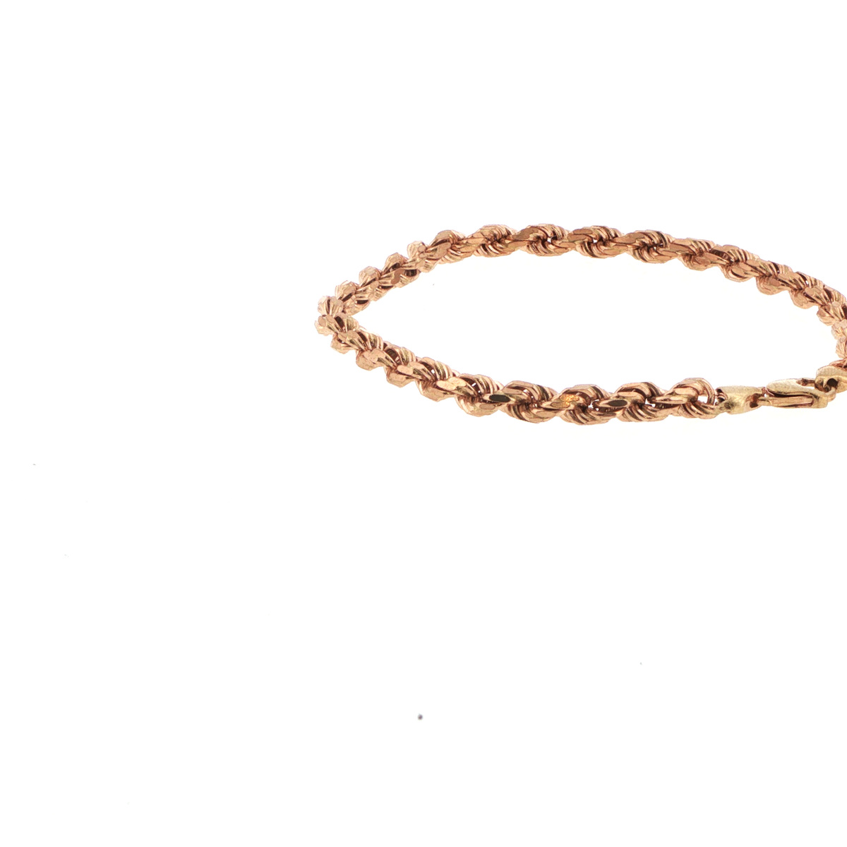 9ct Rose Gold Diamond Cut Rope Chain Bracelet