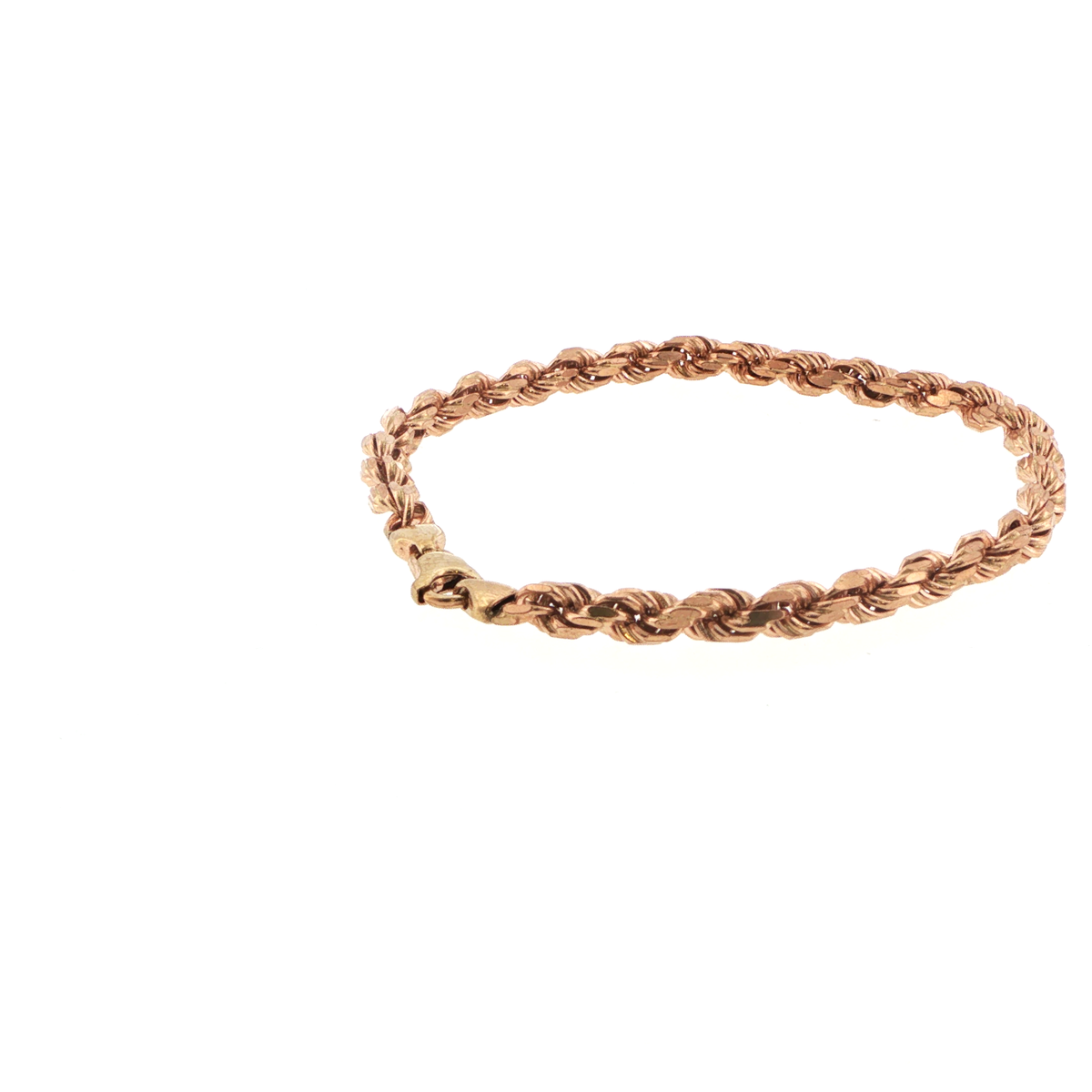9ct Rose Gold Diamond Cut Rope Chain Bracelet