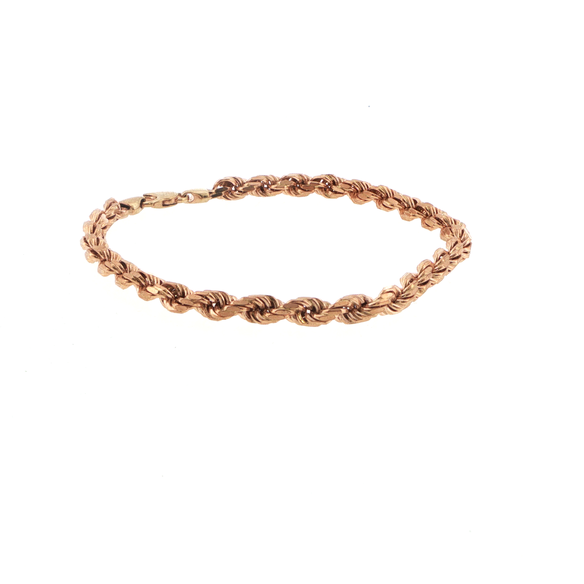 9ct Rose Gold Diamond Cut Rope Chain Bracelet