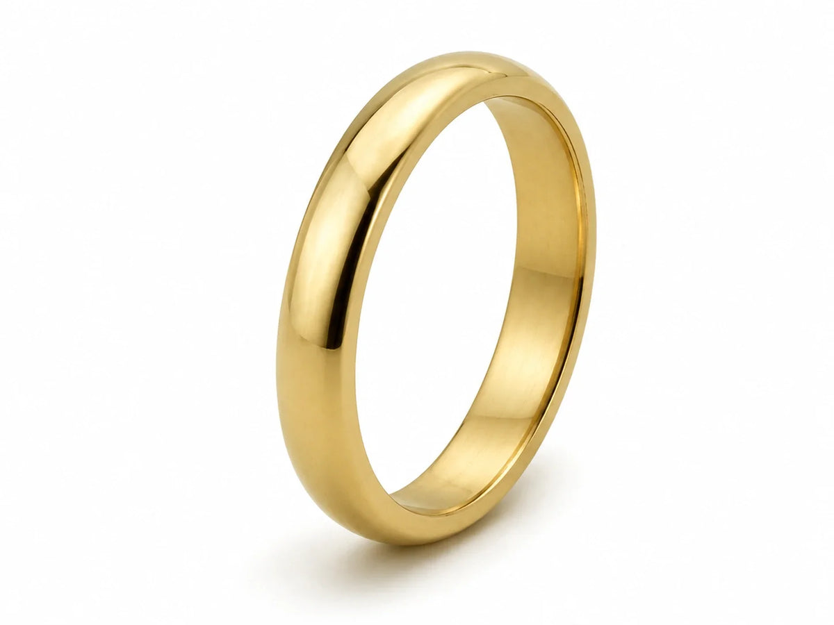 9ct Yellow Gold Court Wedding Band - 3mm - profile view