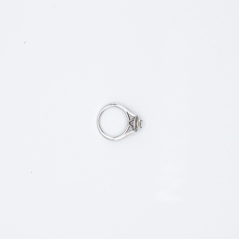 14k White Gold Cushion Diamond Halo Ring | Size J