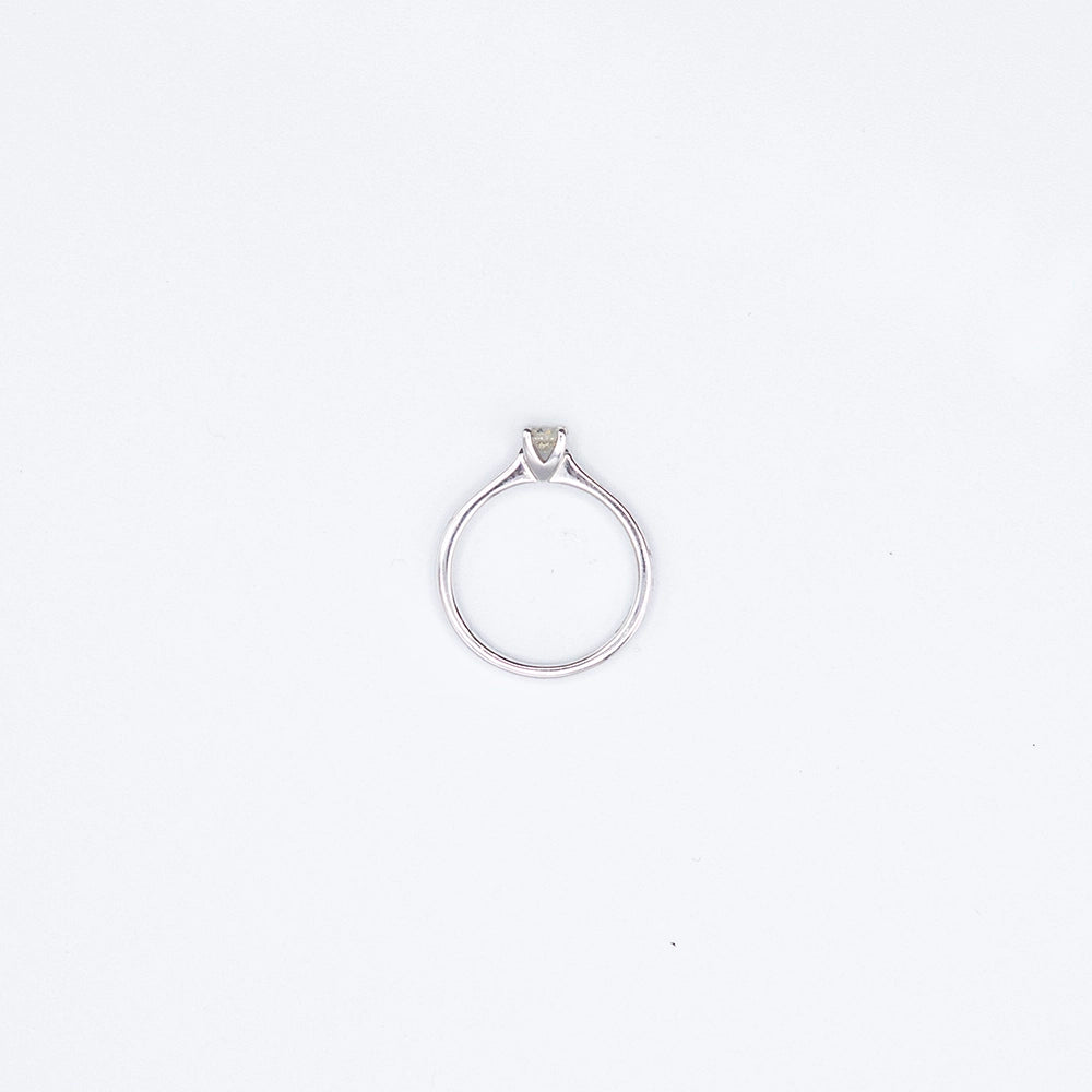 9k White Gold Round Diamond 4 Claw, Solitaire Ring | Size P