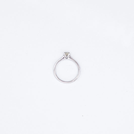 9k White Gold Round Diamond 4 Claw, Solitaire Ring | Size P