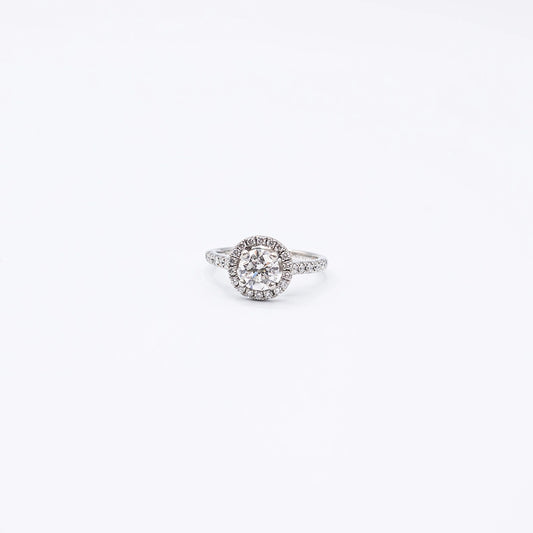 950 Platinum Round Diamond Halo Ring | Size L
