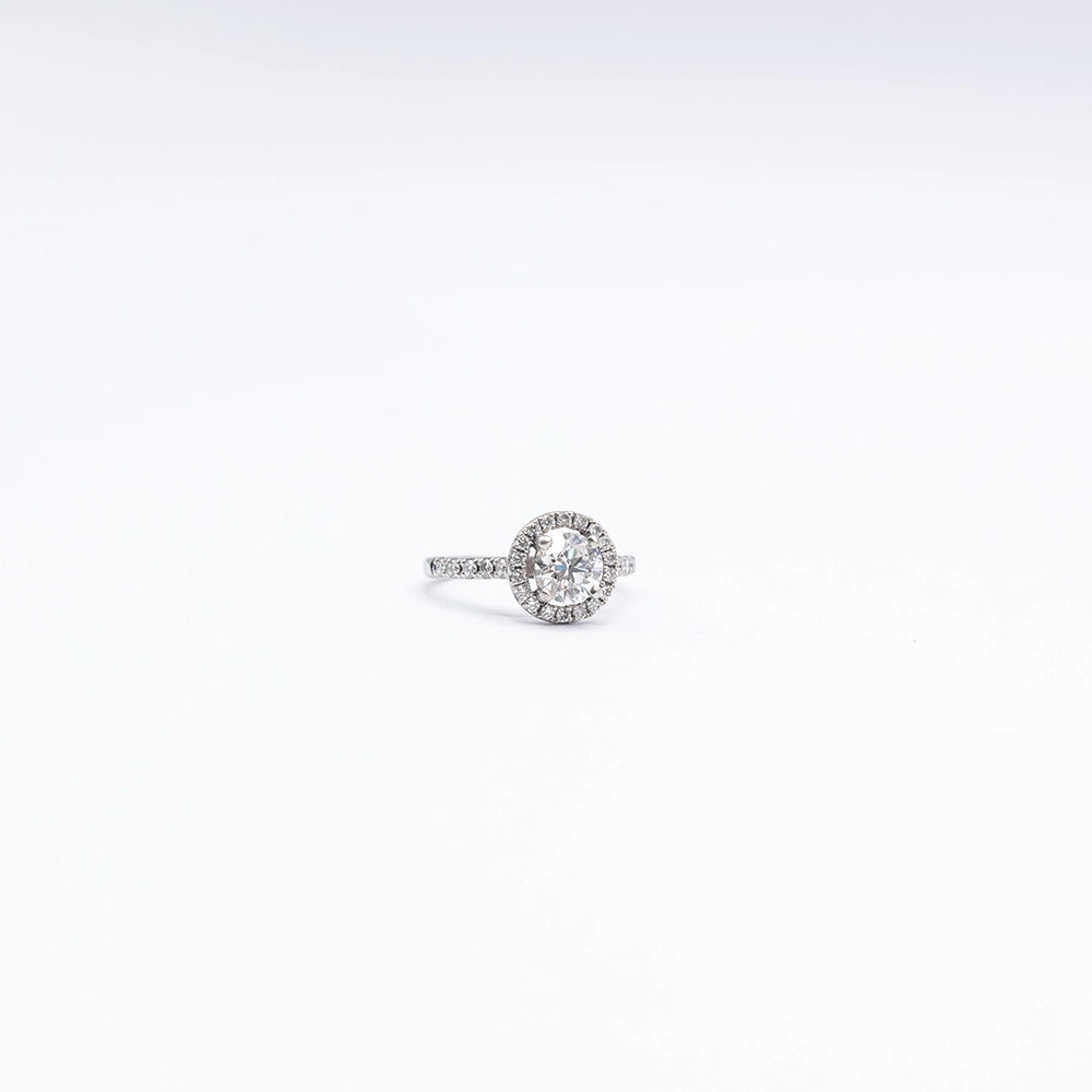 950 Platinum Round Diamond Halo Ring | Size L