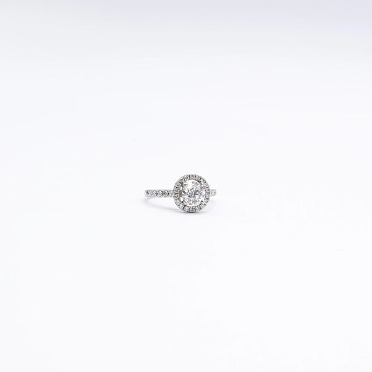 950 Platinum Round Diamond Halo Ring | Size L