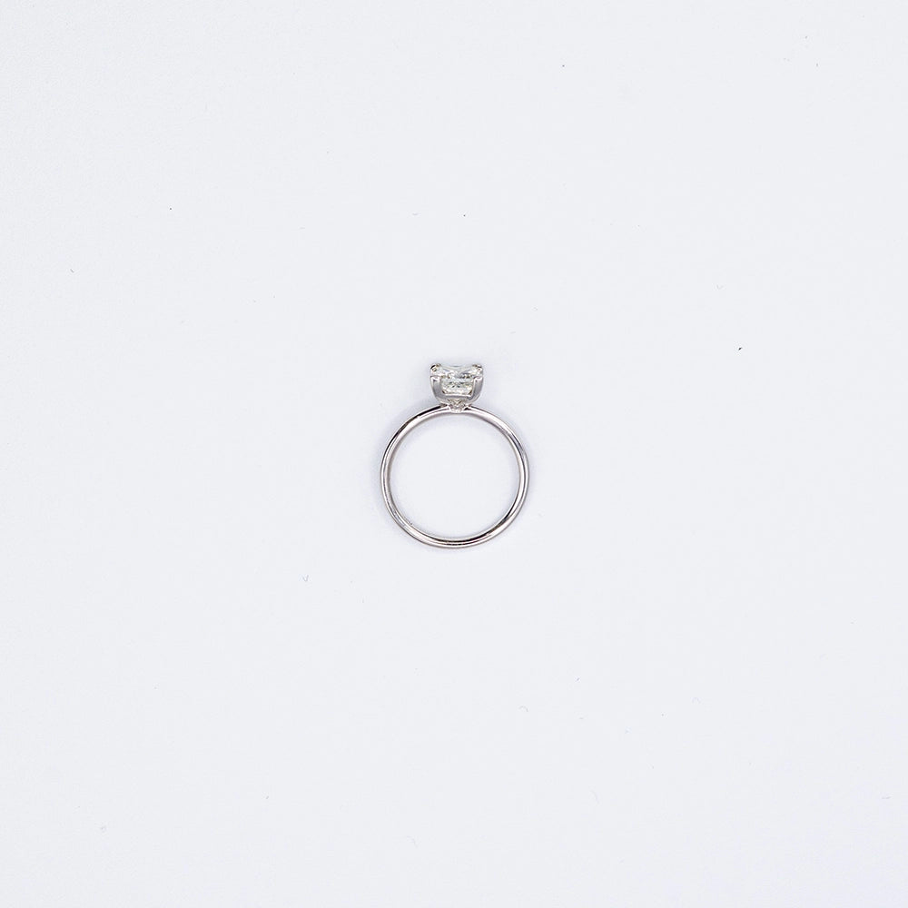 18k White Gold Princess Diamond 4 Claw, Solitaire Ring | Size M
