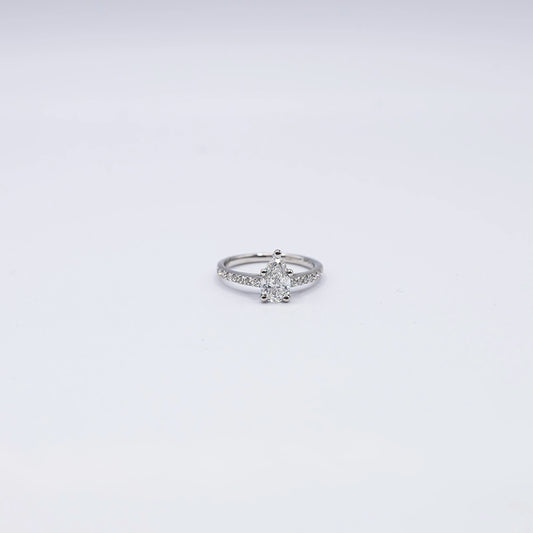 950 Platinum Pear Diamond 5 Claw, Solitaire Ring | Size L