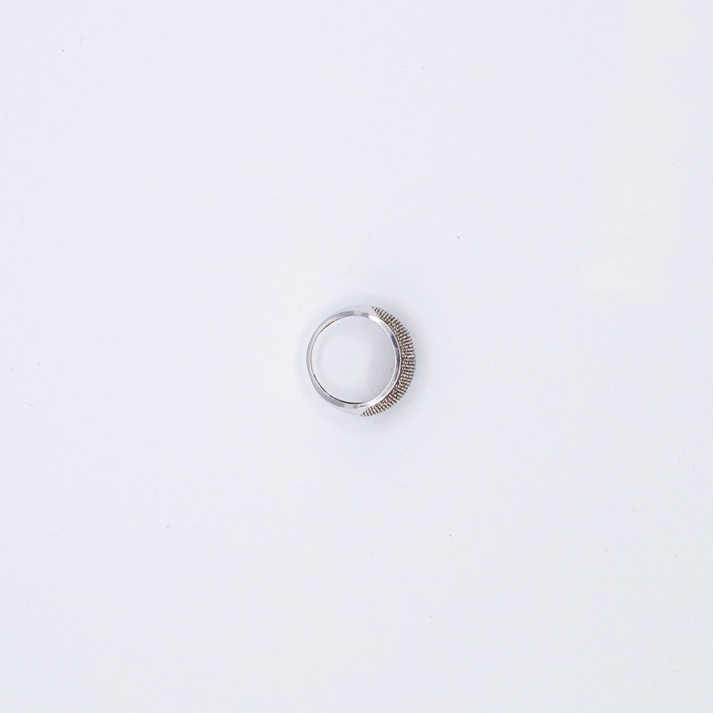 9k White Gold Round Diamond Honeycomb, Pave Ring | Size J