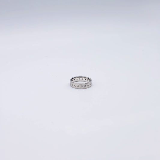 9k White Gold Round Diamond Rub Over Ring | Size N