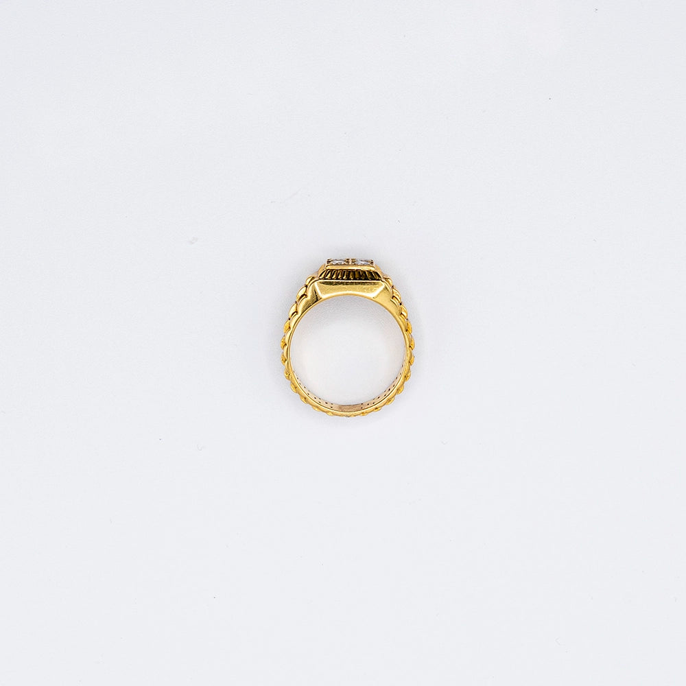 18k Yellow Gold Round Diamond 4 Stone, Bead Set Ring | Size T