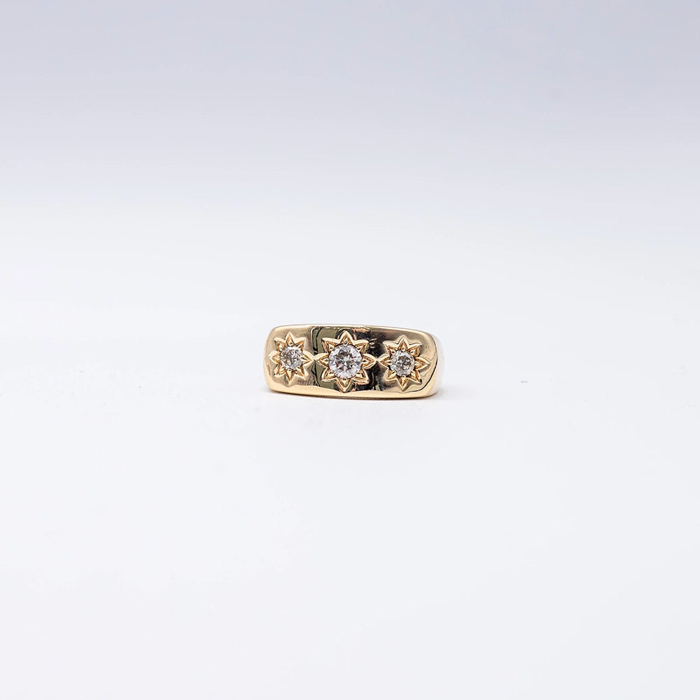 9k Yellow Gold Round Diamond Gypsy Set Ring | Size U