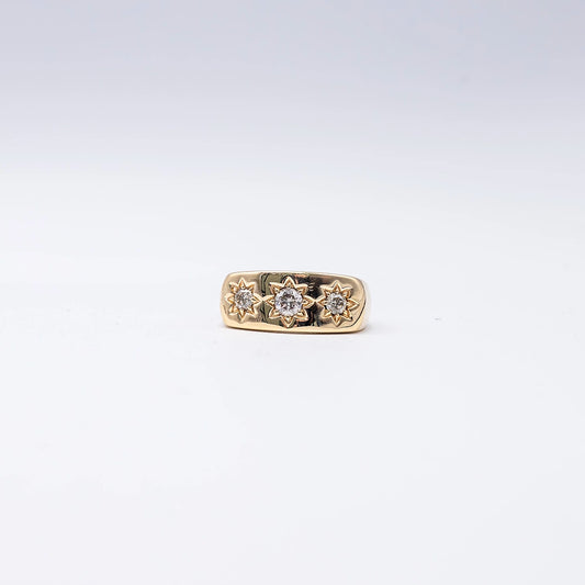 9k Yellow Gold Round Diamond Gypsy Set Ring | Size U