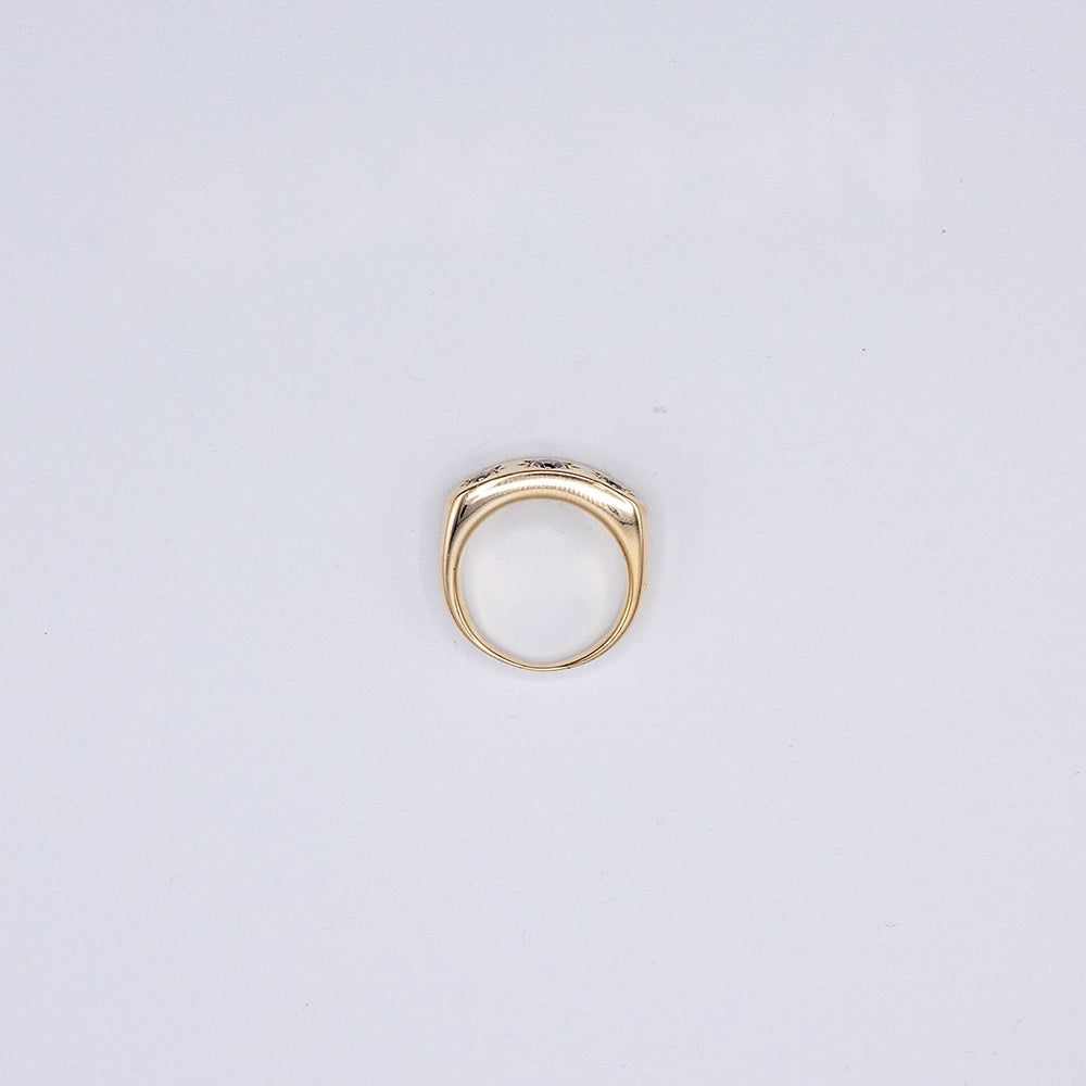 9k Yellow Gold Round Diamond Gypsy Set Ring | Size U