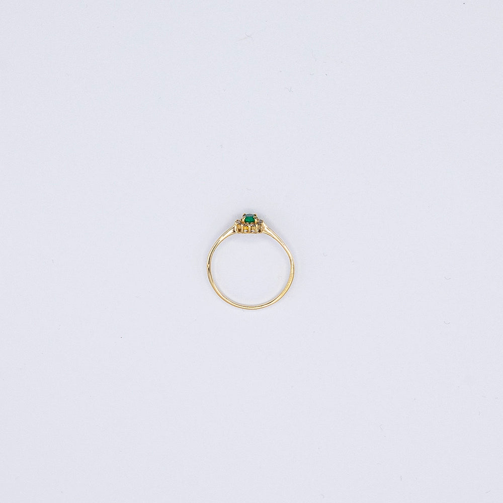 18k Yellow Gold Oval Emerald 4 Claw Ring | Size N
