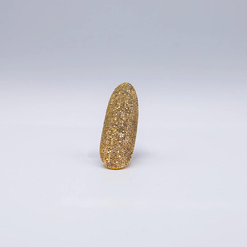 14k Yellow Gold Round Diamond Honeycomb Pave Ring | Size N