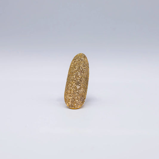 14k Yellow Gold Round Diamond Honeycomb Pave Ring | Size N