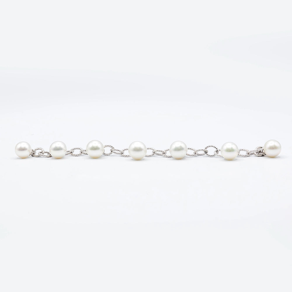 18k White Gold Bracelet with Freshwater Pearl | 8"