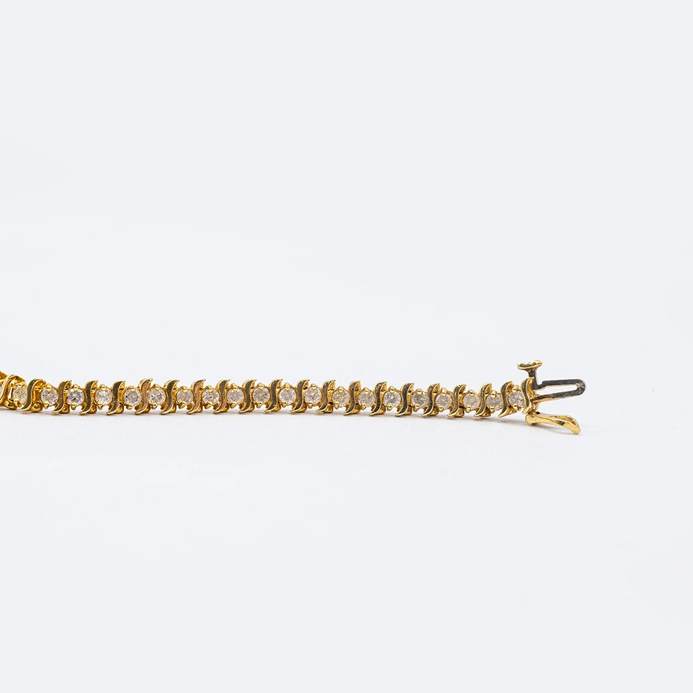14k Yellow Gold Tennis Bracelet with Diamond | 7"