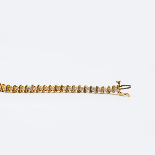 14k Yellow Gold Tennis Bracelet with Diamond | 7"