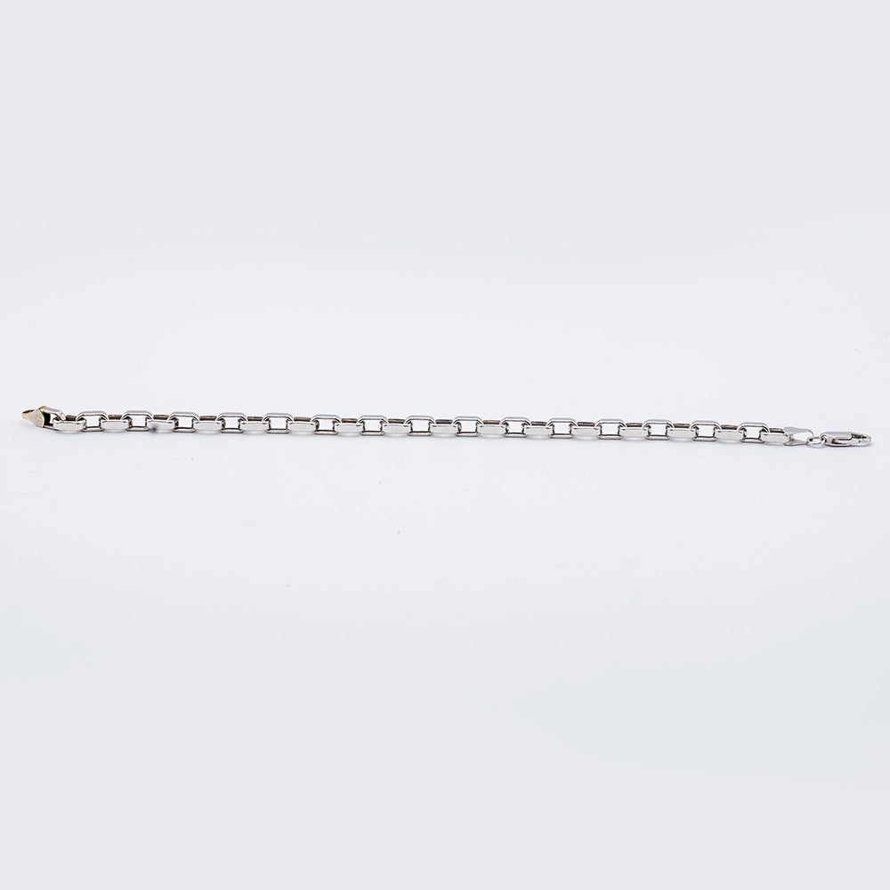 14k White Gold Paperclip Chain Bracelet | 7"