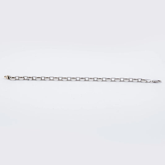 14k White Gold Paperclip Chain Bracelet | 7"