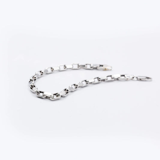 14k White Gold Paperclip Chain Bracelet | 7"