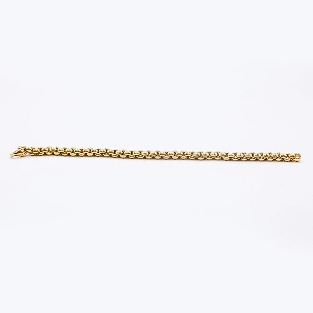 18k Yellow Gold Rollerball Chain Bracelet | 7.5"