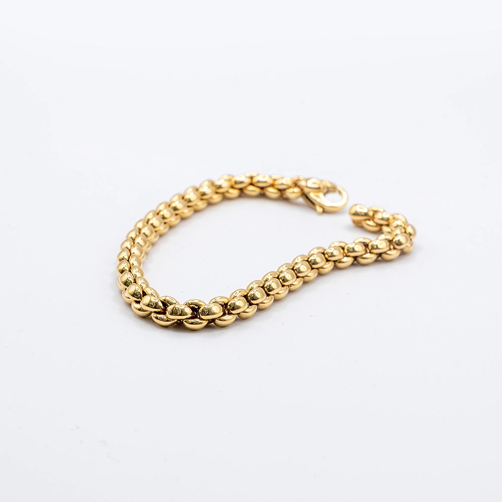 18k Yellow Gold Rollerball Chain Bracelet | 7.5"