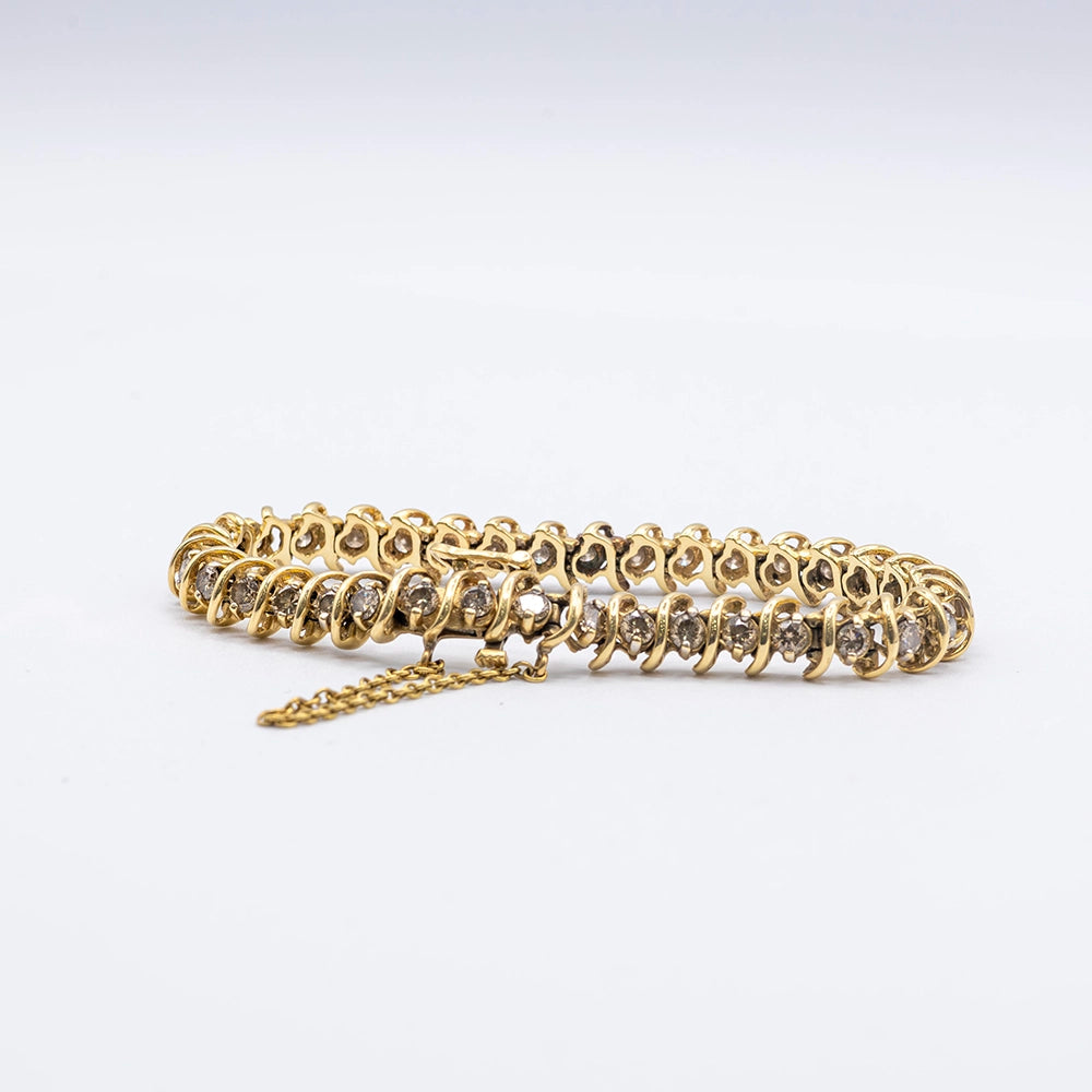 14k Yellow Gold Bracelet with Brown Diamond