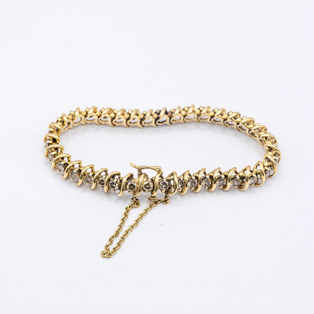 14k Yellow Gold Bracelet with Brown Diamond