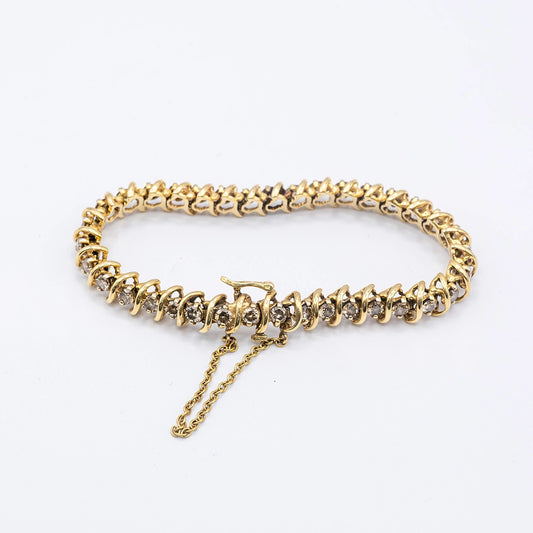 14k Yellow Gold Bracelet with Brown Diamond