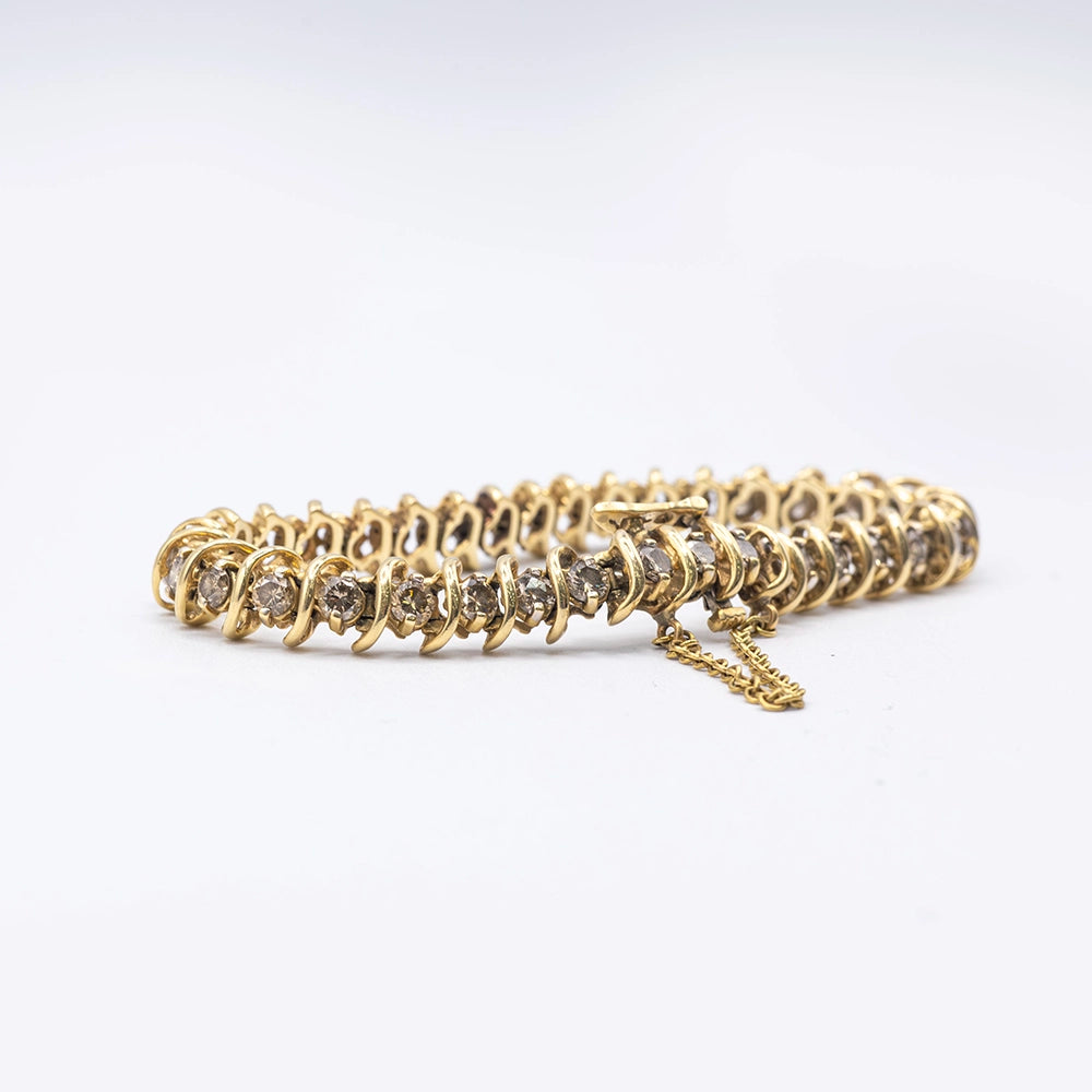 14k Yellow Gold Bracelet with Brown Diamond