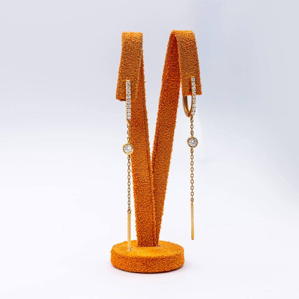 18k Yellow Gold Diamond Hoop Earrings