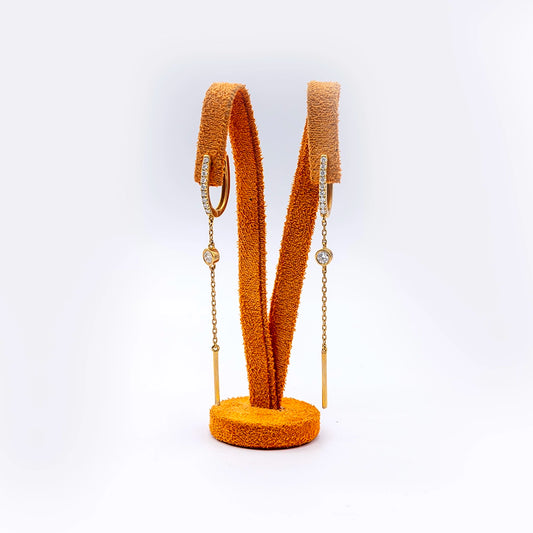 18k Yellow Gold Diamond Hoop Earrings