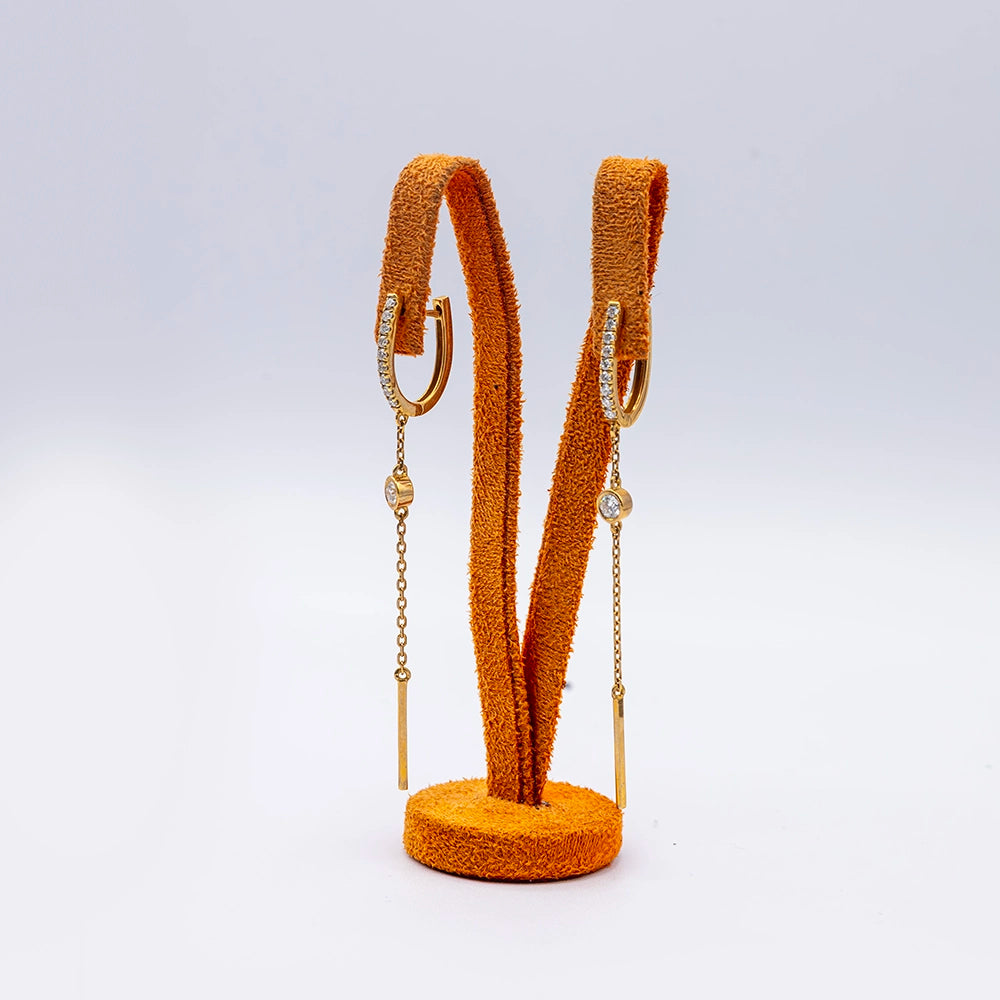 18k Yellow Gold Diamond Hoop Earrings