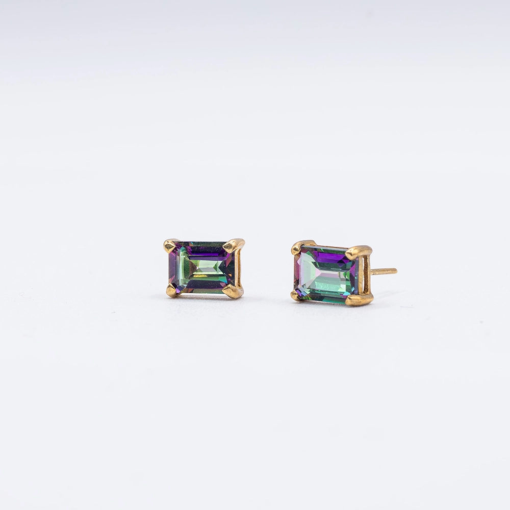 9k Yellow Gold Lab-Grown Amethyst Stud Earrings | approx. 0.3ct