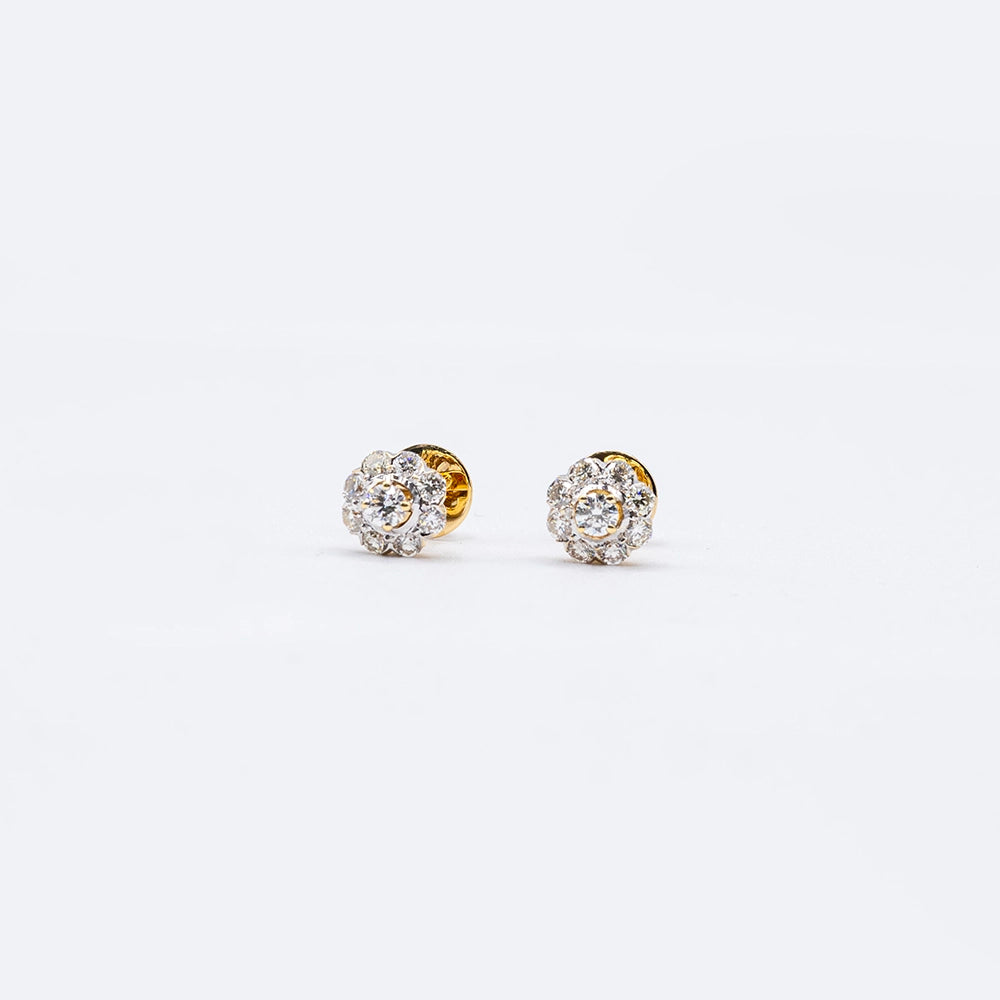 18k Yellow Gold Diamond Stud Earrings