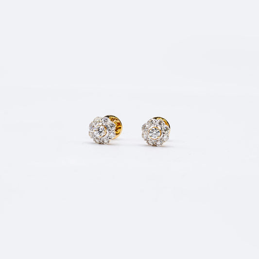18k Yellow Gold Diamond Stud Earrings