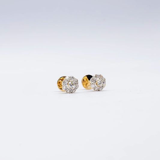 18k Yellow Gold Diamond Stud Earrings