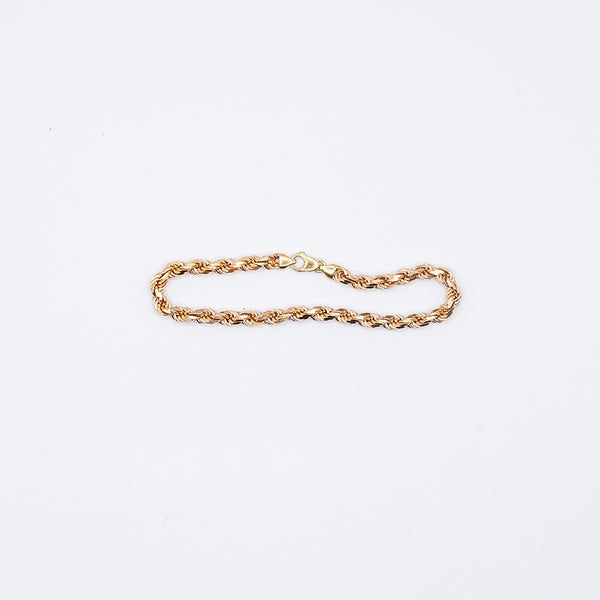 9k Rose Gold Rope Chain Bracelet | 8.5